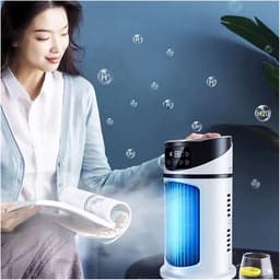 Mini Airco - Ventilator Koeler - Persoonlijke Verkoeling - Stille Werking - 300 ml Tank - Wit — thumbnail 2