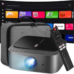 SnelShoppen - Draagbare Mini Beamer - Smart 1080P Full HD Projector met 4K Ondersteuning, WiFi, Bluetooth, Ingebouwde Speakers, Ideaal voor Thuisbiosc — thumbnail 1