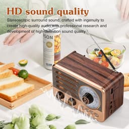 Retro-radio met Bluetooth – vintage transistor – kleine AM/FM/SW-radio – ondersteunt USB/TF/Aux-MP3-afspelen – oplaadbaar – voor thuis, kantoor, buiten.L — thumbnail 5