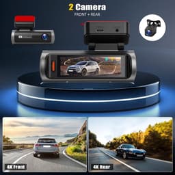 Dashcam voor auto - Zwart - 3,19 inch HD-scherm - 4K dubbelcamera met wifi en nachtzicht - Voor voertuigen — thumbnail 2