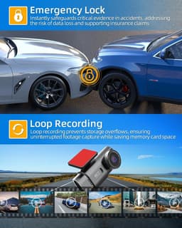 Dashcam voor auto - Zwart - 1,47 inch - 4K+1080P WiFi Dashboard Camera met Voor- en Achterlens - Compacte Auto Beveiliging — thumbnail 3