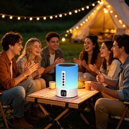 Bluetooth Speaker met Wekker en LED Nachtlampje - 6-in-1 White Noise Machine en Slaaphulp, Dimbare Nachtlamp met 48 Kleuren, Digitale Wekker met Snooze, MP3-Speler en Handsfree Bellen — thumbnail 4