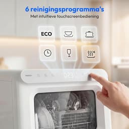 Mini Vaatwasser voor 3 Couverts – Zonder Vaste Wateraansluiting – 6 Programma’s – Ventilatiedroging – Wit — thumbnail 4