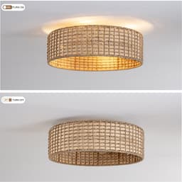 19 inch vierkant rotan plafondventilator met licht - App en afstandsbediening - 6 versnellingen omkeerbaar - ABS bladen - Japanse stijl - Geschikt voor lage plafonds — thumbnail 4