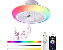 Smart Lamp Ventilator - Met Afstandsbediening en APP - Plafondventilator - 45 cm - Wit - Keuken Lamp - Woonkamerlamp - Moderne lamp — afbeelding 1
