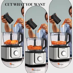 SnelShoppen - Multifunctionele Keukenmachine 1100 W met 3 Snelheden, Pulsfunctie, 3,2L Hakmolen, 1,5L Mixer, Kneedmachine, Citruspers, Rasp en Omkeerb — thumbnail 2