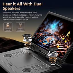 17,9-inch draagbare dvd-speler voor kinderen met 15,6-inch draaibaar scherm, oplaadbare accu (5 uur), dvd-speler voor in de auto met luid stereogeluid, afstandsbediening, ondersteuning voor tv-synchronisatie, regiovrij (USB/SD/AV), zwart — thumbnail 5