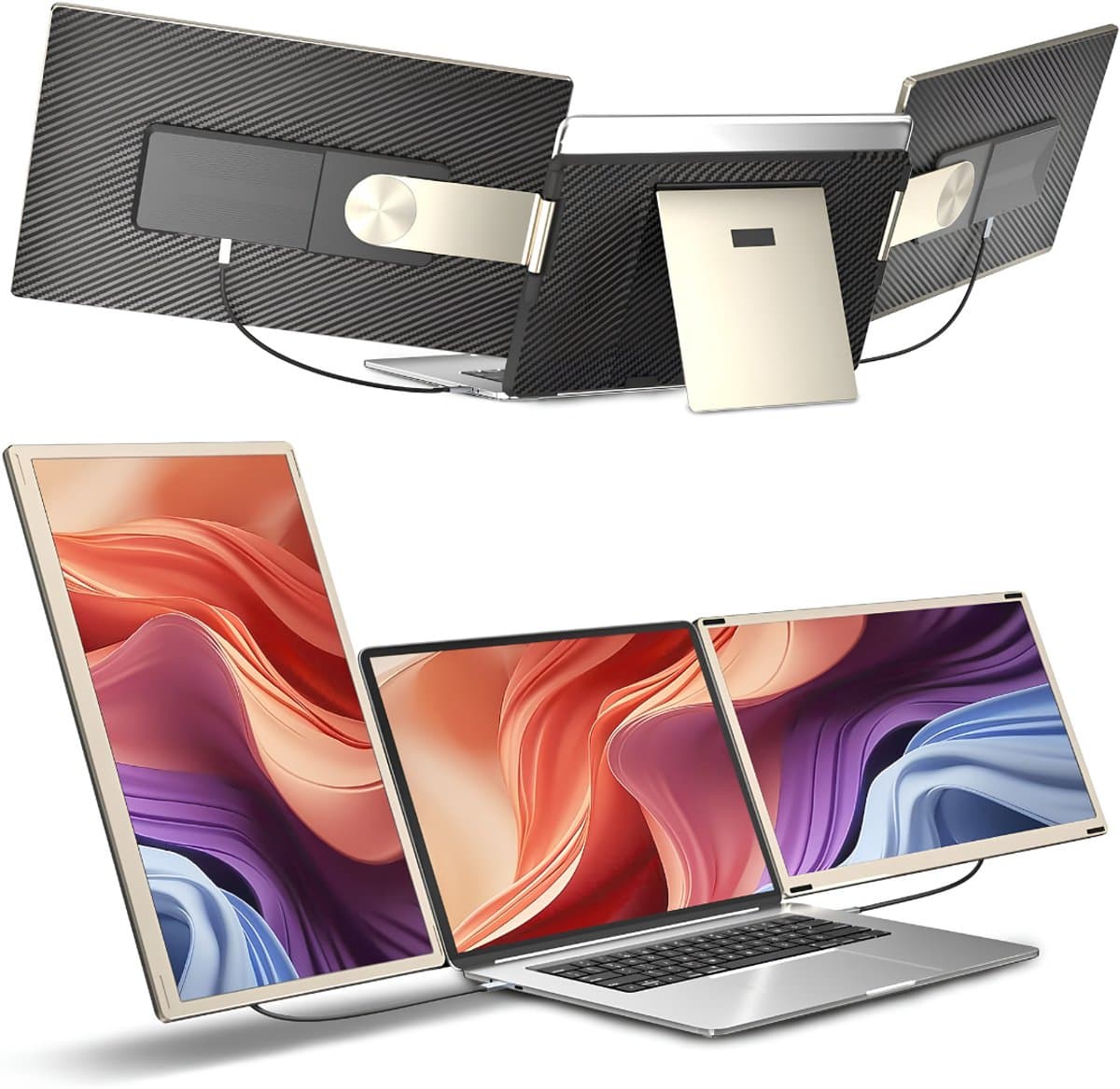KIRA® Portable Monitor - Draagbare Monitor voor Thuiswerk & Reizen - Full HD Portable Display voor MacBook & Windows - Zwart - 4cm x 20cm x 13cm — afbeelding 1