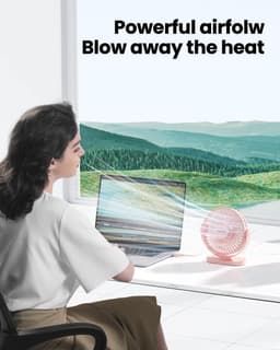 Tafelventilator USB – Mini Ventilator Stil, 3 Snelheden, 90° Draaibaar, Lichtgewicht, Compact Design Roze — thumbnail 5