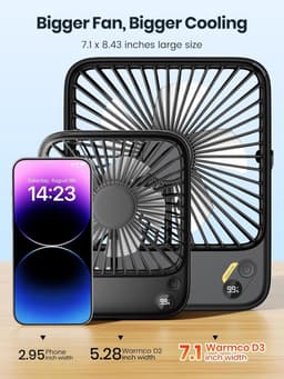 Draadloze Tafelventilator – 10000mAh Accu – Stil – LED Display – USB-C Oplaadbaar – 4 Snelheden – Zwart — thumbnail 5