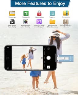 USB Flash Drive - Geheugenstick Telefoon - Foto Opslag - Snelle Data Transfer - 256GB - Blauw — thumbnail 5