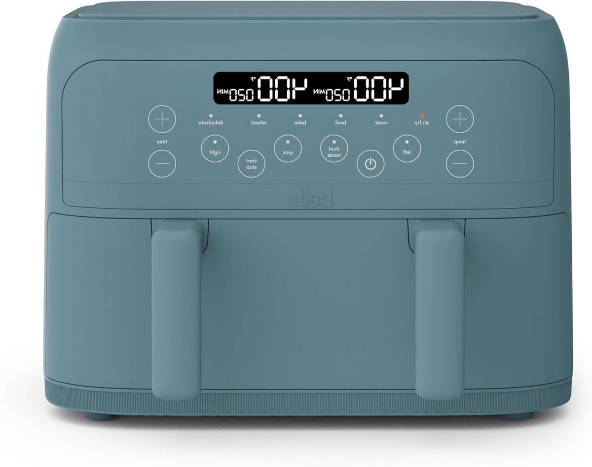 Luchtfriteuse Dubbele Mand - Heteluchtfriteuse Airfryer - Maaltijden Bereiden - Afneembare Scheidingswand - 4 Quarts - Blauw — afbeelding 1