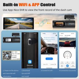 2K WiFi dashcam, Dashcam voorzijde en interieur, Inclusief 64 GB SD-kaart, App-bediening, Parkeerbewaking, G-sensor en loopopname — thumbnail 3