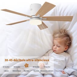 Plafondventilator met Lamp Hout – Stille Ventilator met 6 Snelheden & Afstandsbediening — thumbnail 5