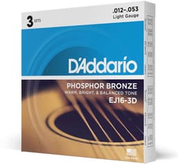 D'Addario EJ16-3D Phosphor Bronze Westernsnaren 3-Pack (12-53) — thumbnail 4