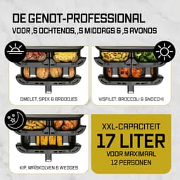 GOURMETmaxx FryUp3 Verticale heteluchtfriteuse, 3 kamers, heteluchtfriteuse XXL, 17 liter, airfryer met inklapbaar touchdisplay, 12 onetouch-programma's, kijkvenster, airfryer voor 12 personen — thumbnail 5