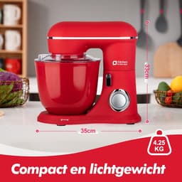 SnelShoppen - Keukenmachine 1300W met 10 Snelheden, 4.5L & 5L Mengkommen, Elektrische Stand Mixer met Klopper, Mixer en Deeghaak (Rood) — thumbnail 4