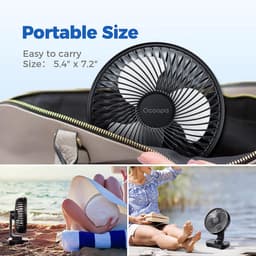Tafelventilator 4000mAh – Draadloos en Stil – 4 Snelheden – Oplaadbaar – Kantelbaar – Zwart — thumbnail 5