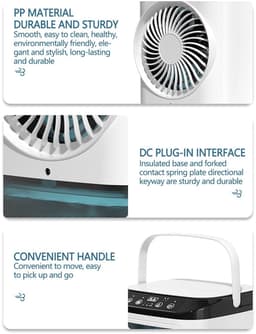 Ventilatoren - Mini Aircooler met Water - Mobiele Airco - Air cooler - LED Licht - Tafelventilator - Drie windsnelheden en twee sproeistanden — thumbnail 3