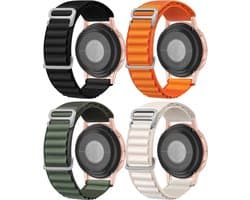 Podec Smartwatch Multicolor Set van 4 - Nylon Bandje 20mm - Horlogebandje geschikt voor Samsung Galaxy Watch Active / Active2 40 & 44mm / Galaxy Watch 3 41mm / Galaxy Watch 42mm / Galaxy Watch 4 & 4 Classic / Watch 5 / 5 Pro / Watch 6 / 6 Classic / G
