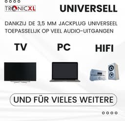 TronicXL TV hoofdtelefoon met 6m lange kabel - hoofdband stereo koptelefoon - jack plug 3,5mm - Perfect als televisie-hoofdtelefoon, ook voor senioren — thumbnail 5