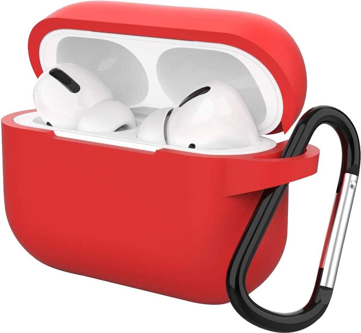 Hoesje geschikt voor Airpods Pro 2019 - Schokbestendig siliconen Case Silicone met clip - Rood — afbeelding 1