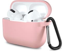 Hoesje geschikt voor Airpods Pro 2019 - Schokbestendig siliconen Case Silicone met clip - Roze