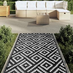 vidaXL - Buitenkleed - ARAKIL - 120x180 - cm - PP - wit - en - zwart — thumbnail 4