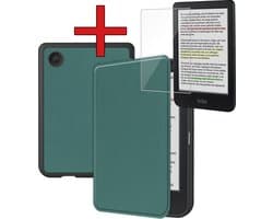 Hoes Geschikt voor Kobo Clara Colour - Met Screenprotector - Luxe E-reader Bescherm Case - Hoesje Book Cover - Donkergroen