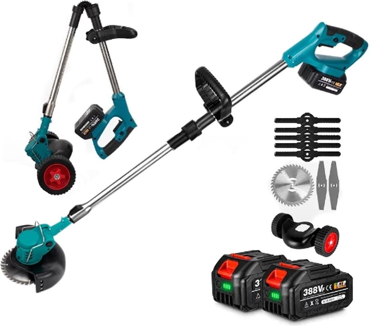 MKSS® Zweefmaaier - Grastrimmer met Accu - Grasmaaier - Handmaaier met Wielen - Blauw — afbeelding 1