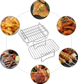 2-Pack Airfryer Rek voor Dual Zone Air Fryer - Dehydrator Rekken - Roestvrij Staal - Airfryer Accessoires — thumbnail 1
