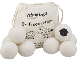 drogerbollen - set van 8 - schapenwol - voor wasdroger - kleding droogt snel