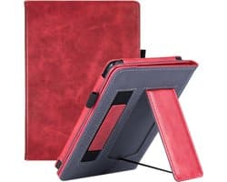 Case2go - E-reader Hoes geschikt voor Kindle Paperwhite (2021) - Sleepcover - Auto/Wake functie - Met handstrap - Rood