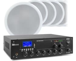 2-zone geluidsinstallatie met Bluetooth, 10 plafondluidsprekers en 100 meter luidsprekerkabel