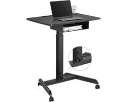 VDD Gaming - Katheder - Lessenaar - Bureau - Laptop Tafel - Zit Sta Bureau - Verrijdbaar - Workstation - Laptop Standaard - Laptoptafel - Bijzet Tafel op Wielen - Zwart - In hoogte verstelbaar - Maximale hoogte 113 cm - Bureaublad - 80 x 58 cm