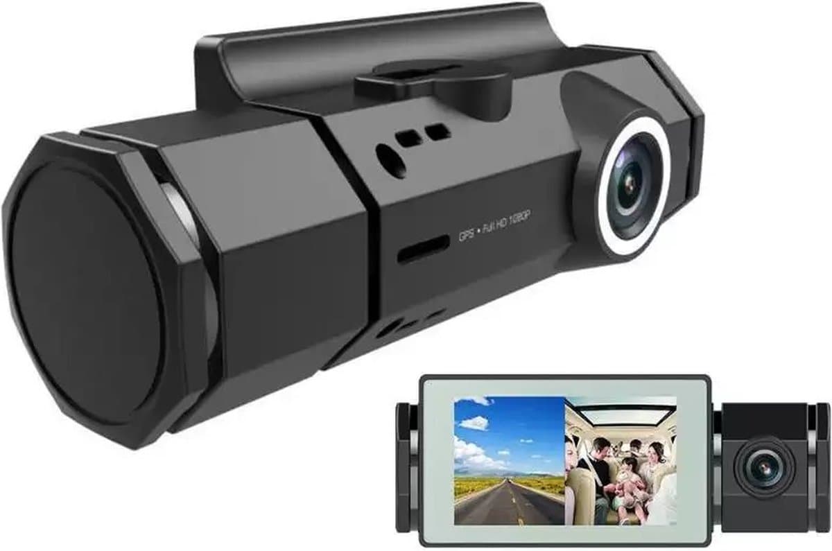 TechU™ Dashcam Voor en Achter Camera – M18 Zwart – Dashboardcamera – Full HD 1080P – GPS Radar Detector – 140° Wijdhoeklens – Nachtvisie – Loop recording – Bewegingssensor – G-sensor – Parkeermodus – Incl. Achteruitrijcamera - Kerst & Kerstcadeau — afbeelding 1