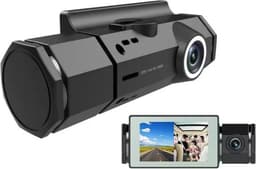 TechU™ Dashcam Voor en Achter Camera – M18 Zwart – Dashboardcamera – Full HD 1080P – GPS Radar Detector – 140° Wijdhoeklens – Nachtvisie – Loop recording – Bewegingssensor – G-sensor – Parkeermodus – Incl. Achteruitrijcamera - Kerst & Kerstcadeau — thumbnail 1