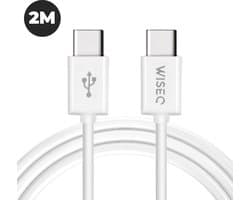 WiseQ USB C Kabel 2 Meter USB C Oplader Kabel - Wit