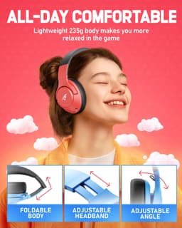 Picun × CINPUSEN CG-01 - 2.4GHz Draadloze Gaming Headset - Nintendo Switch koptelefoons - Over ear koptelefoon met microfoon - Blauw rood — thumbnail 6