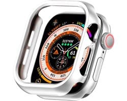 By Qubix - Hard case 42mm (open front) - Zilver - Geschikt voor Apple Watch 42mm (series 10) hoesje - screenprotector - Bescherming iWatch - Bescherm hoesje