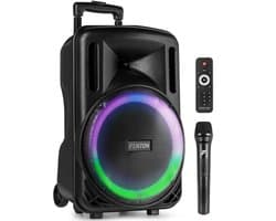 Speaker Bluetooth - Fenton FT12LED MK2 karaoke box met LED’s, accu en microfoon - Voor huisfeestjes