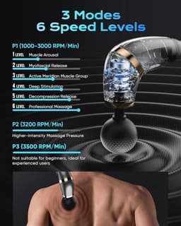 Diep Weefsel Massagepistool met LCD-scherm en 4 Massagekoppen voor Pijnverlichting — thumbnail 4