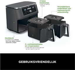 Foodi Max Dual Zone Airfryer – 2 Laden – 9.5L – 6-In-1 Functies – Olievrij – Anti-Aanbak – Vaatwasserbestendig – Zwart — thumbnail 12