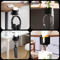 StayPowered 2-in-1 Hoofdtelefoon & Bekerhouder - Houd Je Bureau Georganiseerd - Eenvoudige Installatie - Antislip Design - Zwart - Levering Sneller dan Aangegeven! — thumbnail 4