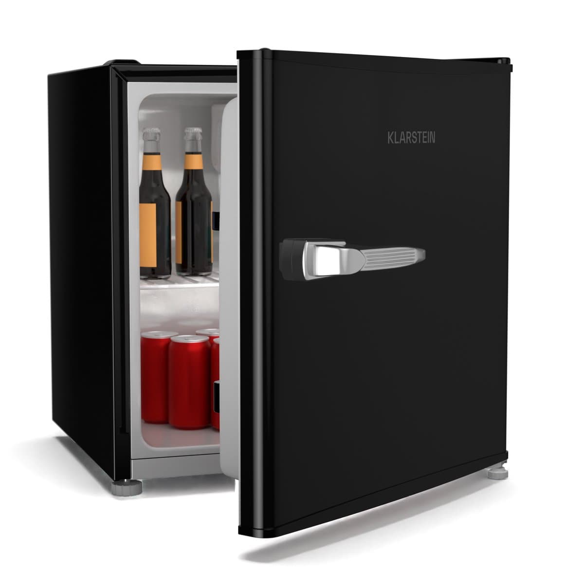 Klarstein Mini-Koelkast Irene 46L retro – Stil 37 dB, Verstelbare Thermostaat, Energiezuinig, Kleine Koelkast voor Slaapkamer en Kantoor, Zwart - voor Studentenkamer - Compact - Mini Fridge - Hotelkoelkast - Compact Koelkast — afbeelding 1
