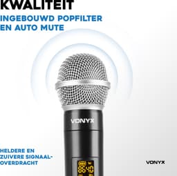 Draadloze microfoon - Geschikt voor JBL speakers - met plug-in ontvanger -Vonyx WM552- UHF draadloze microfoonset met 2 microfoons — thumbnail 2