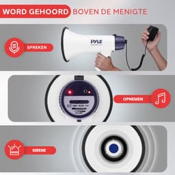Pyle Megafoon Luidspreker - 40Watt Compact PA Bullhorn - Draagbare Luidsprekerhoorn met Sirene en LED Zaklamp - Verstelbaar Volume - Afneembare Microfoon — thumbnail 3