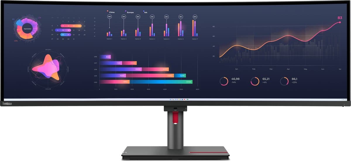 Lenovo ThinkVision P49w-30 LED display 124,5 cm (49") 5120 x 1440 Pixels DQHD Zwart — afbeelding 1