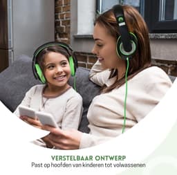 StayPowered Kinderkoptelefoon - Perfect Geluid & Ultiem Comfort - Verstelbaar - HD Microfoon - Kraakhelder Stereo - Zachte Oorkussens - Duurzame Kabel - 3.5mm Jack - Zwart/Groen - Levering Sneller dan Aangegeven! — thumbnail 3
