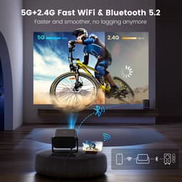 Mini Beamer - Projector - Digitale projector - 145° verstelbare standaard Miniprojector met WiFi en Bluetooth - 1080P - 18000 lumen - Draagbare projector - Autofocus - Schermschaal 16:09 - Compatibel met HDMI, Stroom, USB - Zwart — thumbnail 2